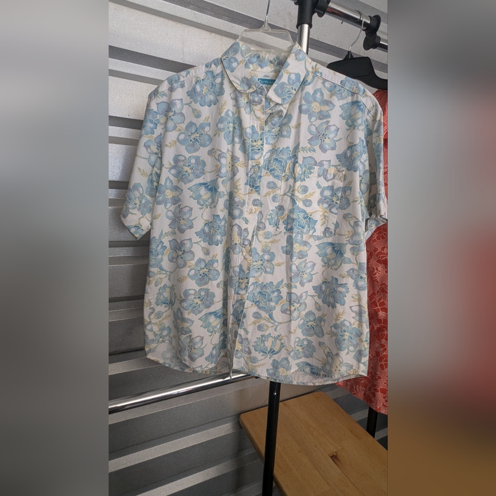 Light Blue Floral Casual Button Down Shirt